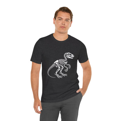 Velociraptor Skeleton Tee – Bold Fossil Graphic for Dinosaur Lovers! 🦖🦴✨ - Unisex Jersey Short Sleeve Tee Super Comfy Dino T-Shirt Gift