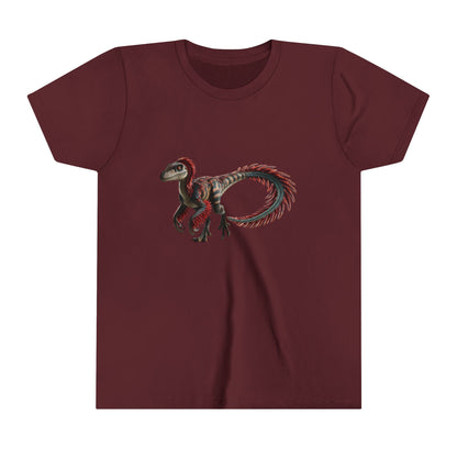 Youth Wild & Feathered Velociraptor Tee – Bold Jungle Vibes and Fierce Dino Style! 🦖🌿🔥 - Unisex Jersey Short Sleeve Tee Super Comfy Dino T-Shirt Gift