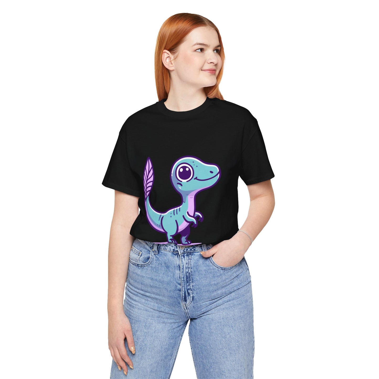 Adorable Pastel Velociraptor Tee – Cute Dino Vibes in Aqua & Lavender! 🦕💜💙 - Unisex Jersey Short Sleeve Tee Super Comfy Dino T-Shirt Gift