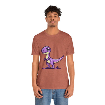 Cute Purple Cartoon Velociraptor - Unisex Jersey Short Sleeve Tee Super Comfy Dino T-Shirt Gift