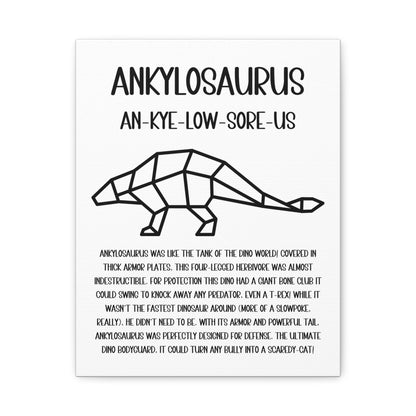 Polygon Outlined Ankylosaurus Vertical Matte Canvas White, Stretched, 1.25" Amazing Gift for the Dino Lover in your life