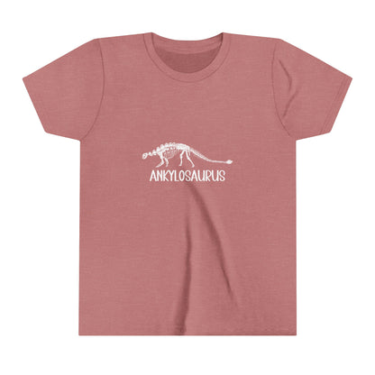 Youth Fossil Ankylosaurus T-Shirt with White Graphics - Unisex Jersey Short Sleeve Tee Super Comfy Dino T-Shirt Gift