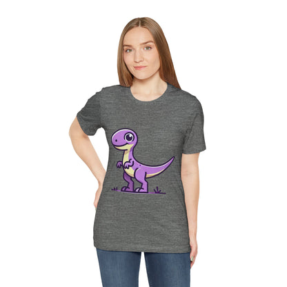 Cute Purple Cartoon Velociraptor - Unisex Jersey Short Sleeve Tee Super Comfy Dino T-Shirt Gift