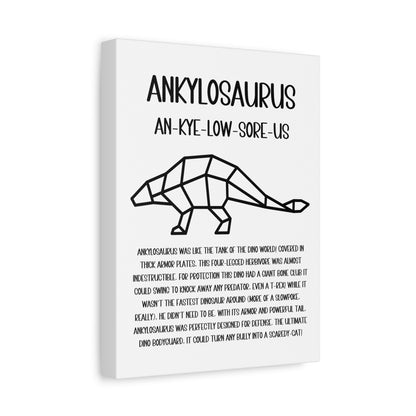 Polygon Outlined Ankylosaurus Vertical Matte Canvas White, Stretched, 1.25" Amazing Gift for the Dino Lover in your life