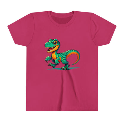 Youth Adorable Teal & Orange Baby Dinosaur Toy – Perfect for Dino-Loving Kids!🌊🦖💙 - Unisex Jersey Short Sleeve Tee Super Comfy Dino T-Shirt Gift