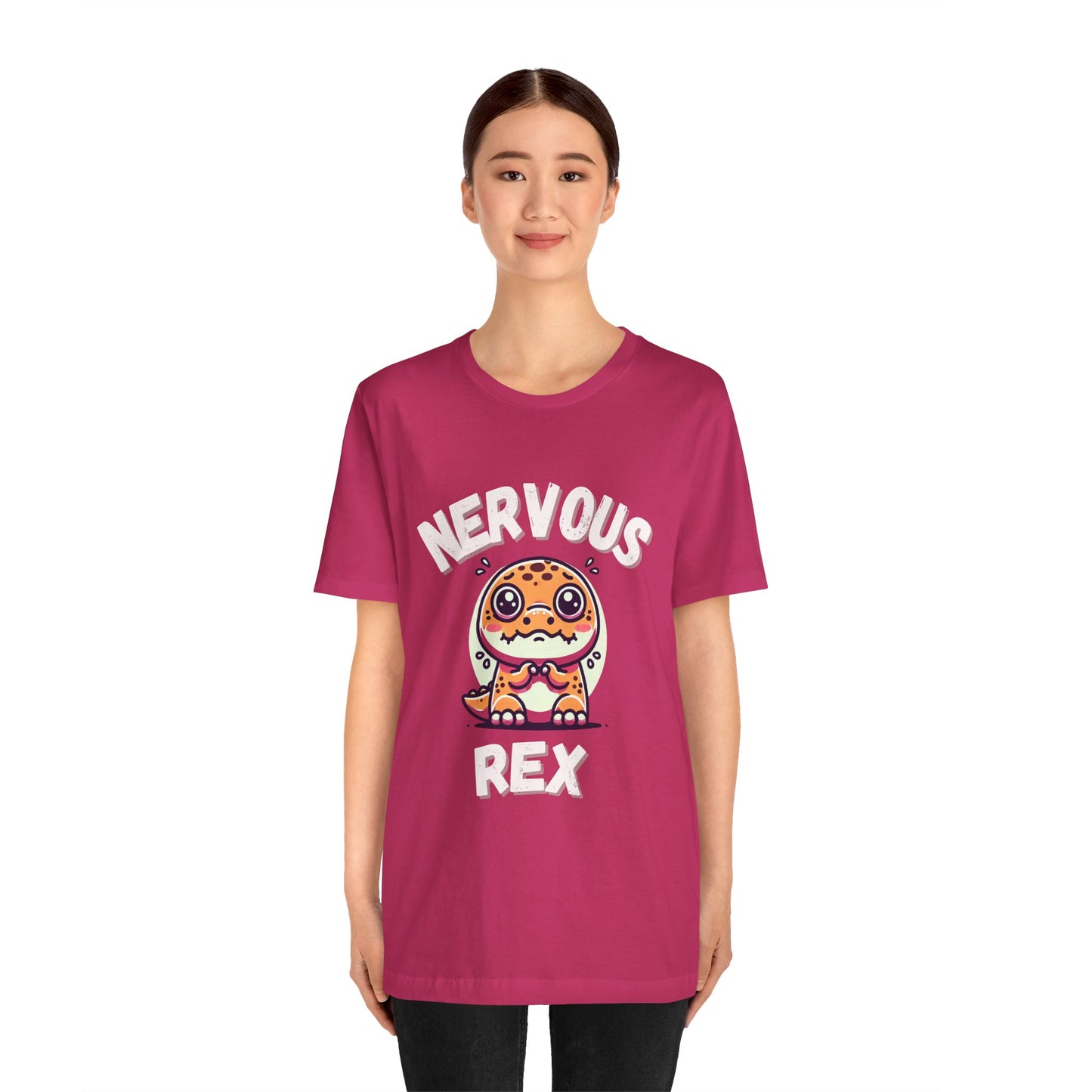 Nervous Rex Unisex T-Shirt – Adorable Unisex Dino Tee for Fun & Relatable Style