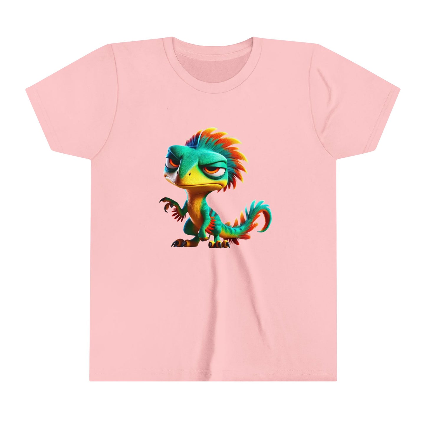 Youth Colorful & Feisty Velociraptor  – Unleash the Attitude!- Unisex Jersey Short Sleeve Tee Super Comfy Dino T-Shirt Gift