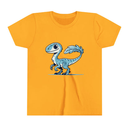 Youth Charming Blue Velociraptor Tee – Cool Dino Style with a Playful Twist! 🦖💙❄️ - Unisex Jersey Short Sleeve Tee Super Comfy Dino T-Shirt Gift