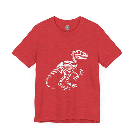 Velociraptor Skeleton Tee – Bold Fossil Graphic for Dinosaur Lovers! 🦖🦴✨ - Unisex Jersey Short Sleeve Tee Super Comfy Dino T-Shirt Gift