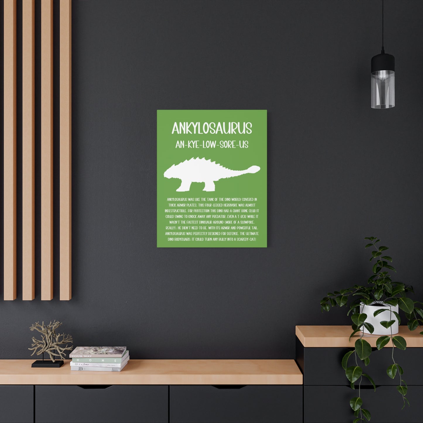 Ankylosaurus Vertical Matte Canvas Green, Stretched, 1.25" Amazing Gift for the Dino Lover in your life