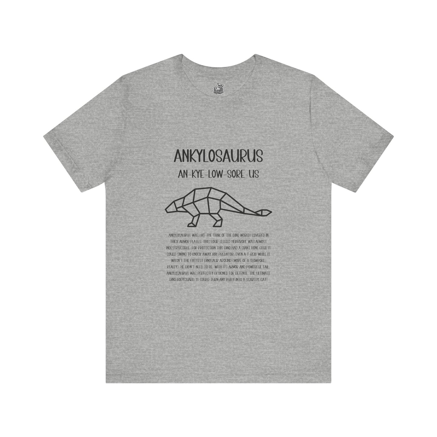 Polygon Ankylosaurus Detailed with Black Graphics - Unisex Jersey Short Sleeve Tee Super Comfy Dino T-Shirt Gift