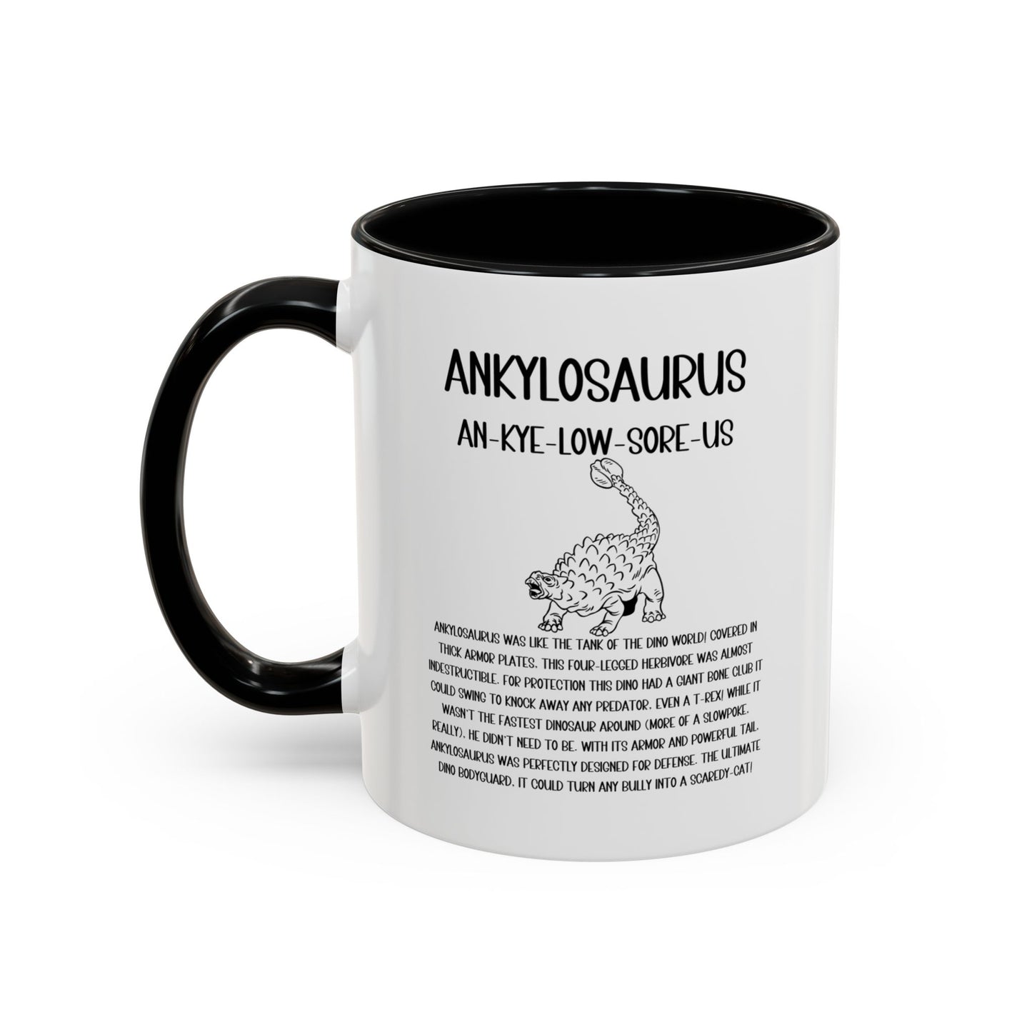 Defensive  Ankylosaurus Mug with Detailed Black Graphic Amazing Gift for the Dino Lovers in your life