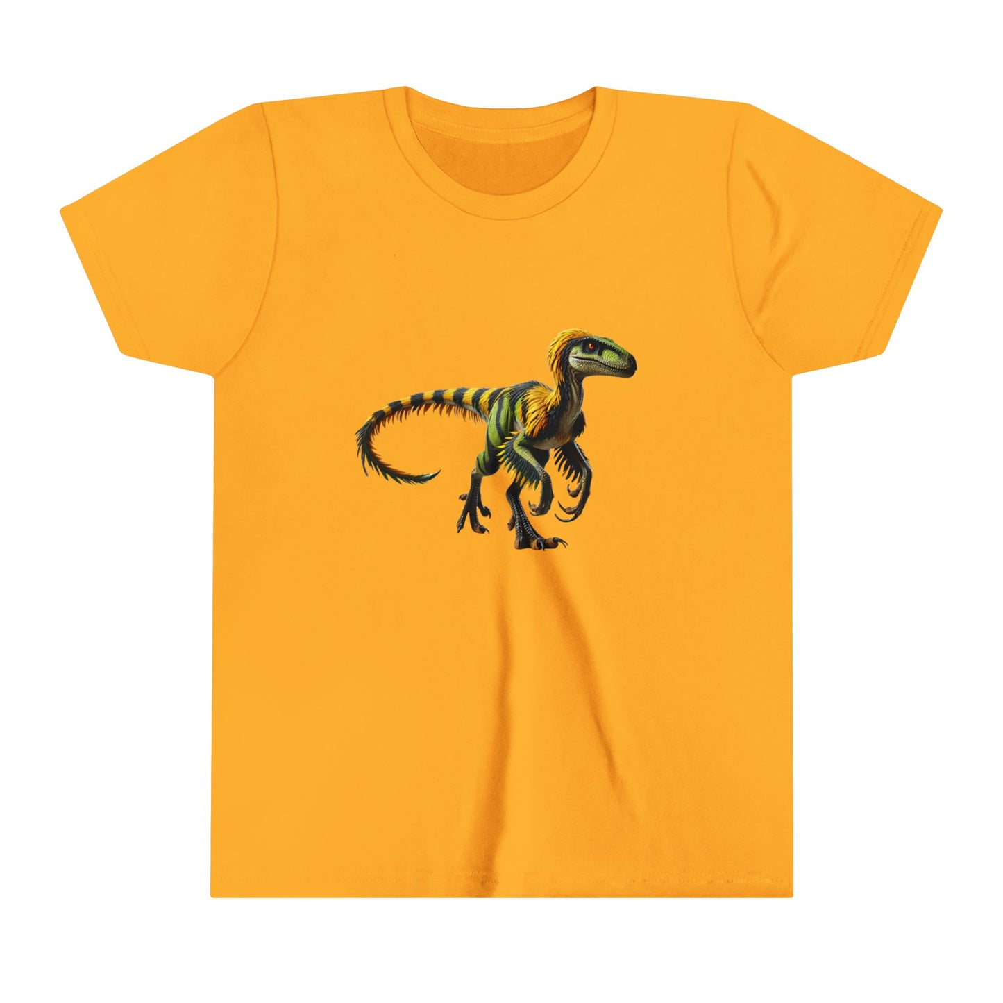 Youth Vibrant Jungle Velociraptor Tee – Bold Green & Yellow Dino Style! 🦖🌿🔥 - Unisex Jersey Short Sleeve Tee Super Comfy Dino T-Shirt Gift