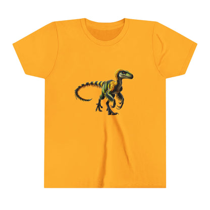 Youth Vibrant Jungle Velociraptor Tee – Bold Green & Yellow Dino Style! 🦖🌿🔥 - Unisex Jersey Short Sleeve Tee Super Comfy Dino T-Shirt Gift