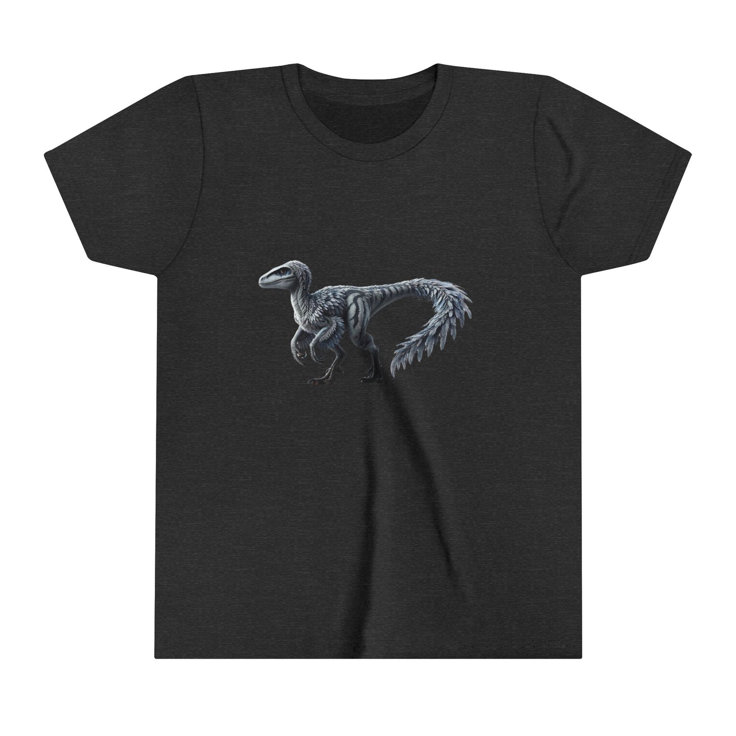 Youth Stunning Feathered Velociraptor Tee – Bold Jungle Colors & Fierce Dino Style! 🦖🍂🌌 - Unisex Jersey Short Sleeve Tee Super Comfy Dino T-Shirt Gift