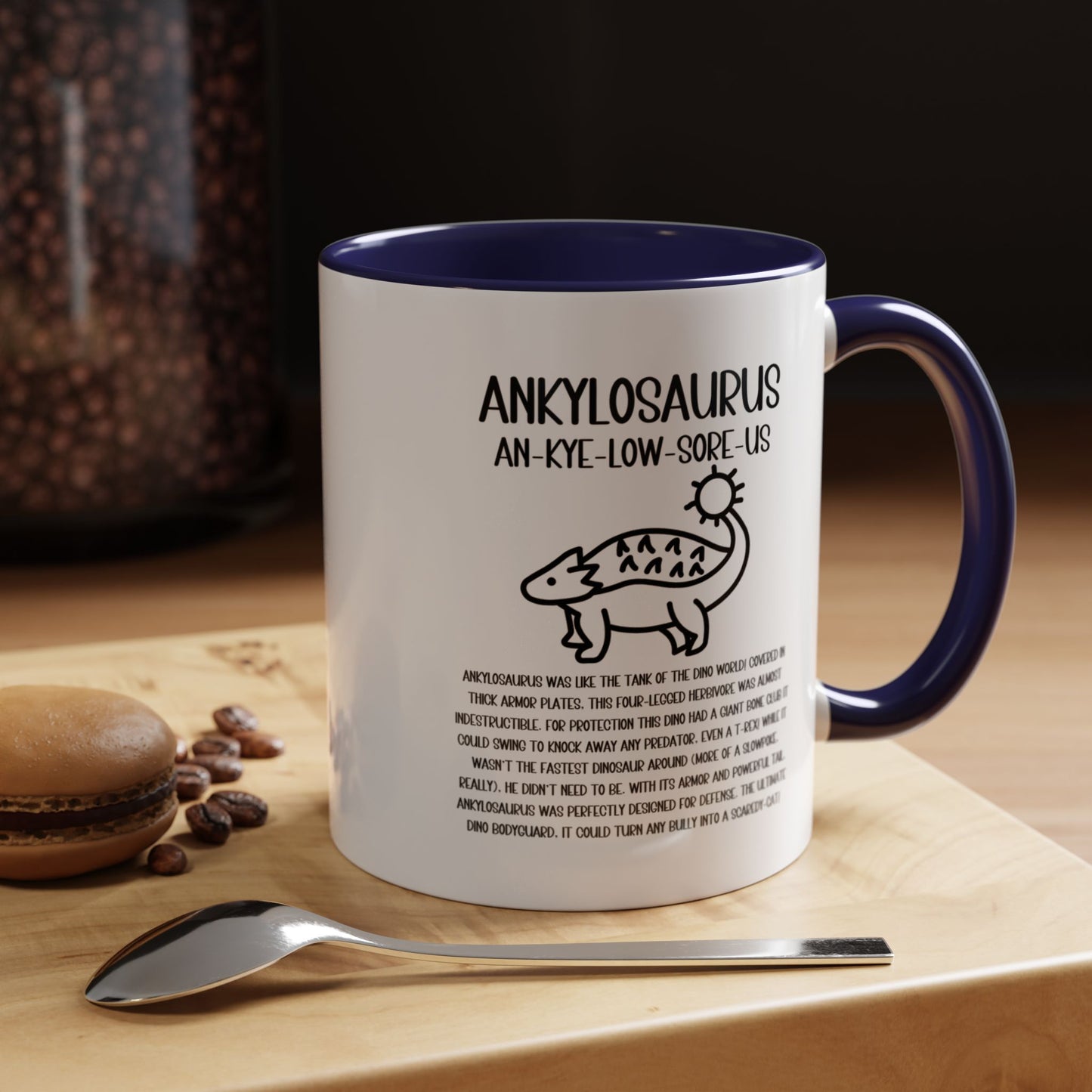 Cute Ankylosaurus Mug with Detailed Black Graphic Amazing Gift for the Dino Lovers in your life