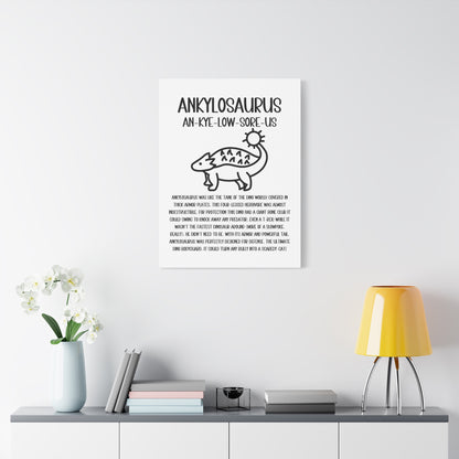 Cute Ankylosaurus Vertical Matte Canvas White, Stretched, 1.25" Amazing Gift for the Dino Lover in your life