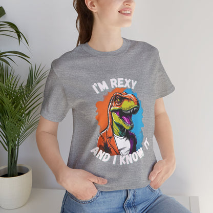 Vibrant Rex – I’m Rexy and I Know It Unisex T-Shirt with Bold Colors & T-Rex Swagger Unisex