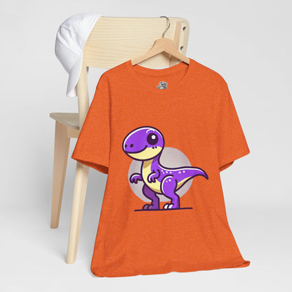 Purple Solar Cartoon Velociraptor - Unisex Jersey Short Sleeve Tee Super Comfy Dino T-Shirt Gift