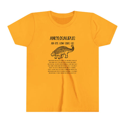 Copy of Youth Outlined Ankylosaurus T-Shirt with Black Graphics - Unisex Jersey Short Sleeve Tee Super Comfy Dino T-Shirt Gift