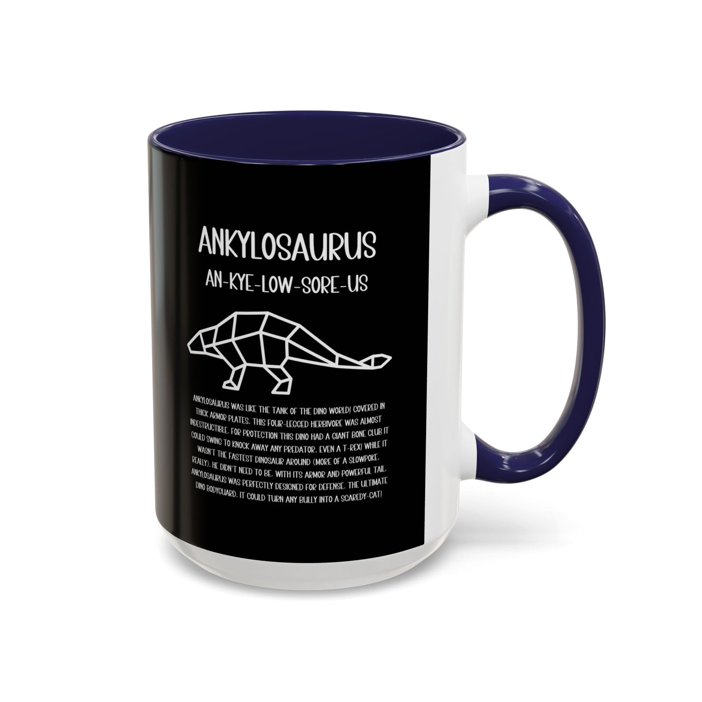 Polygon Ankylosaurus Mug with Detailed White Graphic Amazing Gift for the Dino Lovers in your life