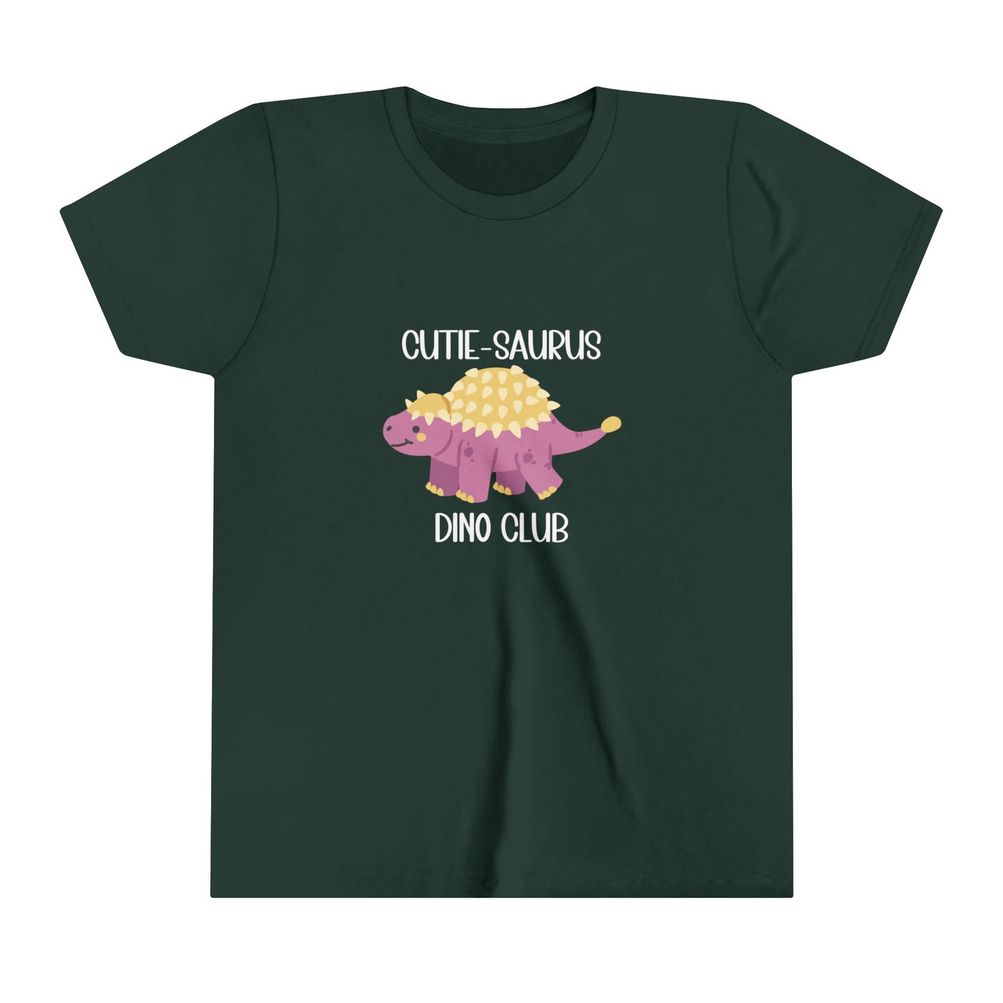 Youth Ankylosaurus Cutie Saurus Dino Club Pink - White Graphic - Unisex Jersey Short Sleeve Tee Super Comfy Dino T-Shirt Gift