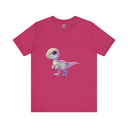 Pastel Baby Velociraptor Tee – Soft & Sweet Dino Style in Lavender! 🦖💜🌸 - Unisex Jersey Short Sleeve Tee Super Comfy Dino T-Shirt Gift