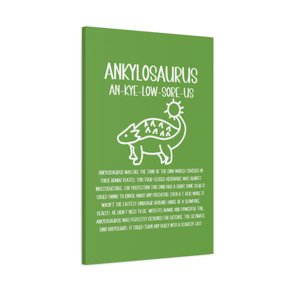 Cute Ankylosaurus Vertical Matte Canvas Green, Stretched, 1.25" Amazing Gift for the Dino Lover in your life