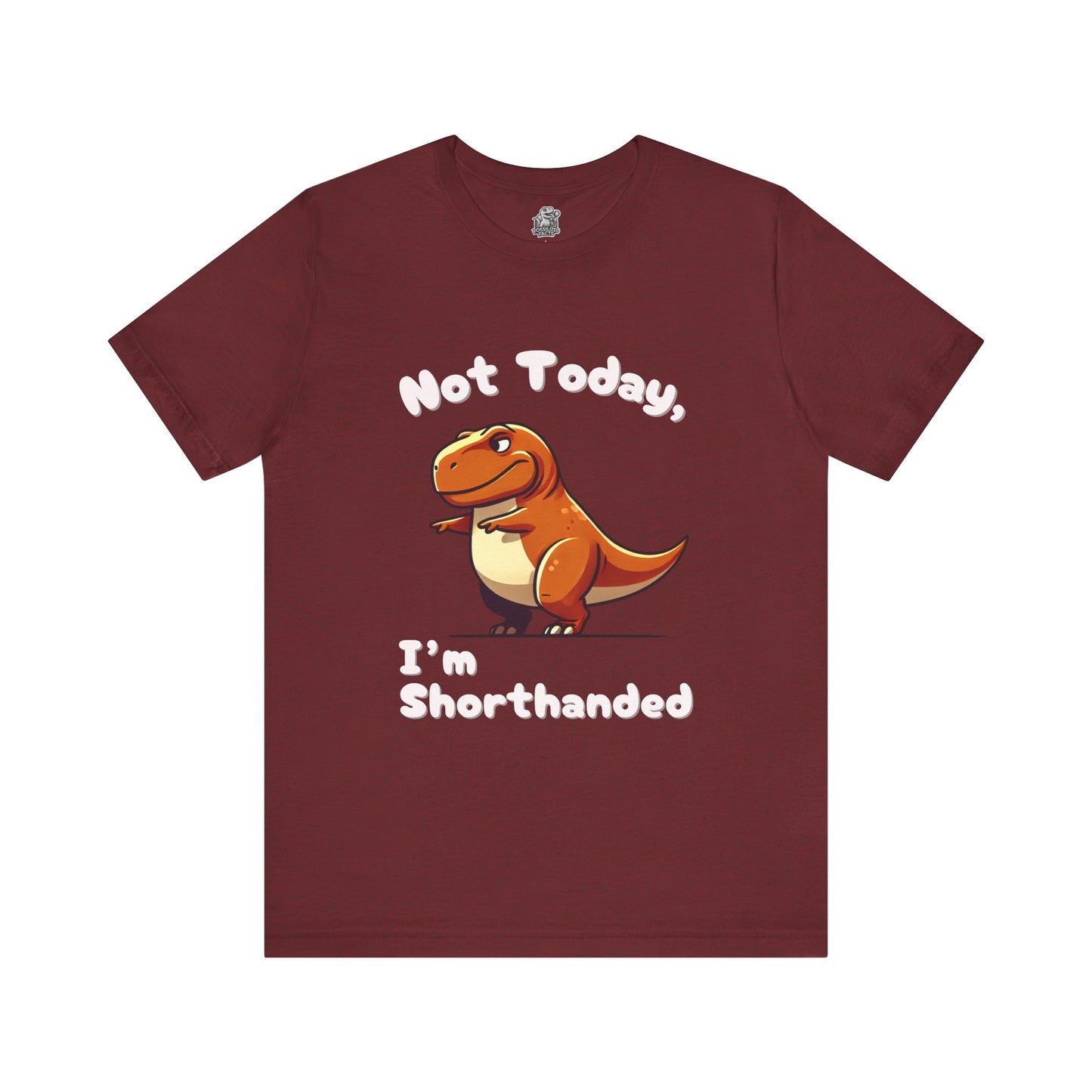 Chubby Not Today, I’m ShorthandedUnisex T-Shirt – Cute Floral Dino Design with Stegosaurus & Triceratops