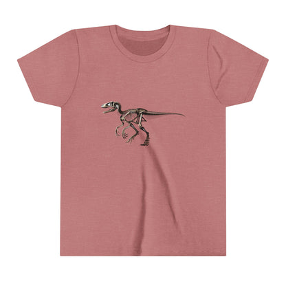 Youth Velociraptor Skeleton Tee – Classic Fossil Design for Dinosaur Enthusiasts! 🦖💀🦴 - Unisex Jersey Short Sleeve Tee Super Comfy Dino T-Shirt Gift