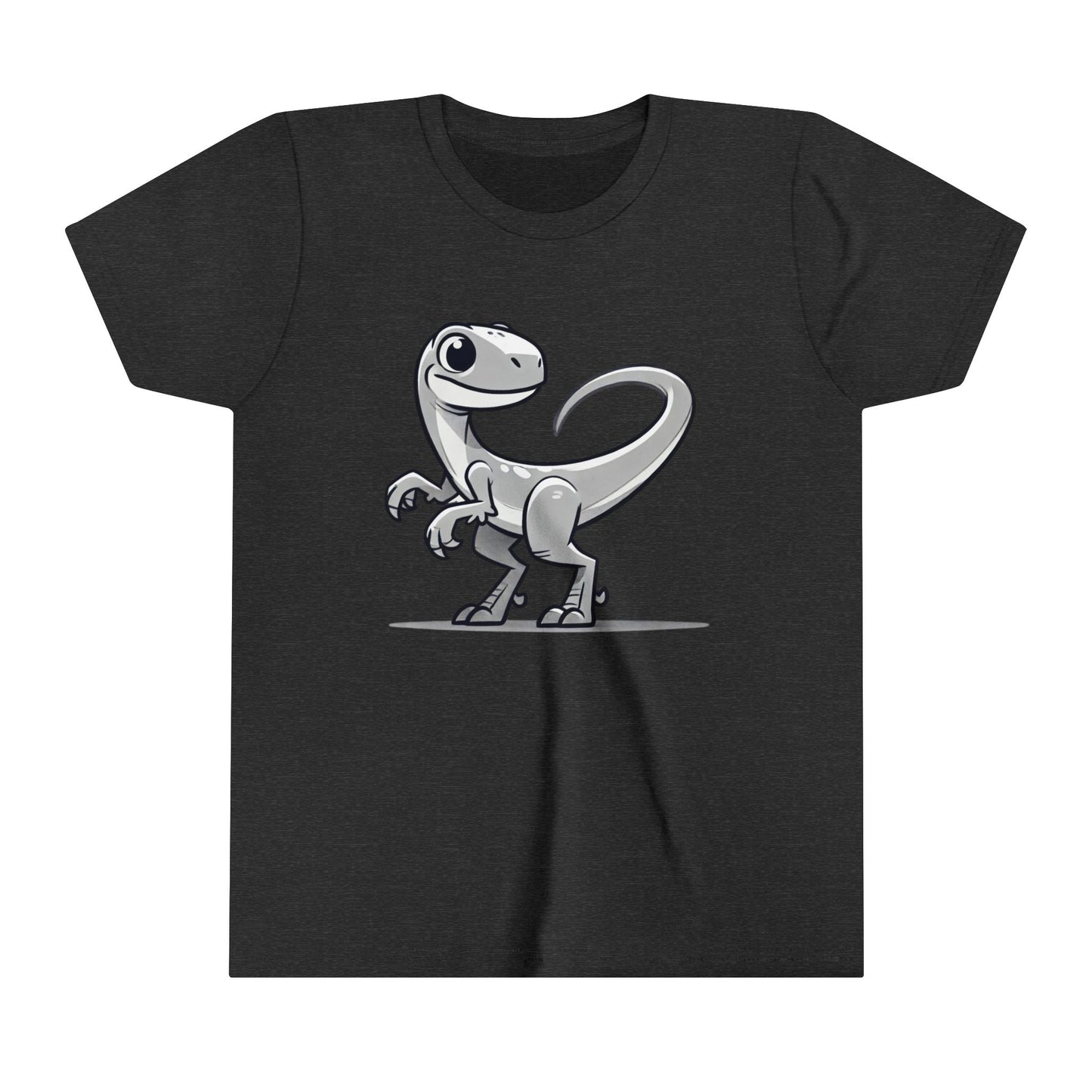 Youth Cute Velociraptor Cartoon Tee – Dino Fun for All Ages! 🦖✨ - Unisex Jersey Short Sleeve Tee Super Comfy Dino T-Shirt Gift