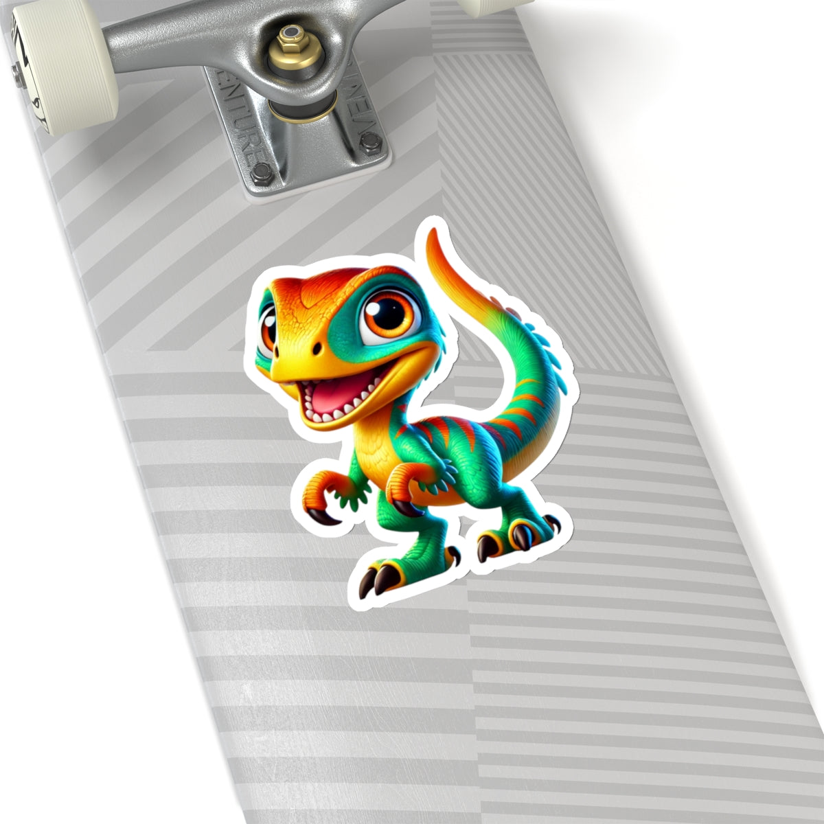 Vibrant Green & Orange Velociraptor - Amazing Kiss-Cut Sticker Gift to dino decorate any surface Great Birthday Gift