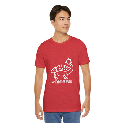 Cute Ankylosaurus White Graphics- Unisex Jersey Short Sleeve Tee Super Comfy Dino T-Shirt Gift