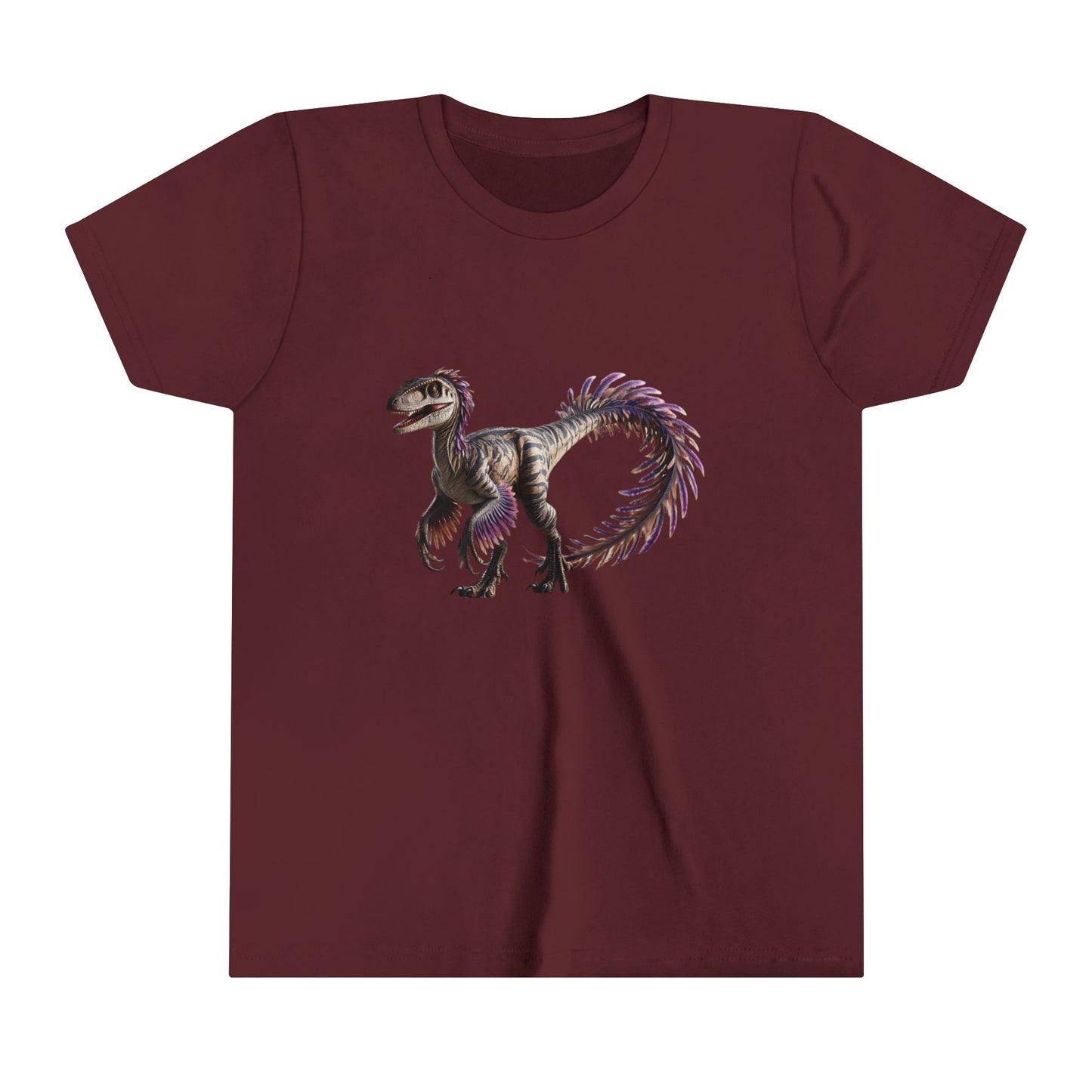 Youth Majestic Feathered Velociraptor Tee – Fierce, Fabulous, and Full of Flair! 🦖💜✨ - Unisex Jersey Short Sleeve Tee Super Comfy Dino T-Shirt Gift