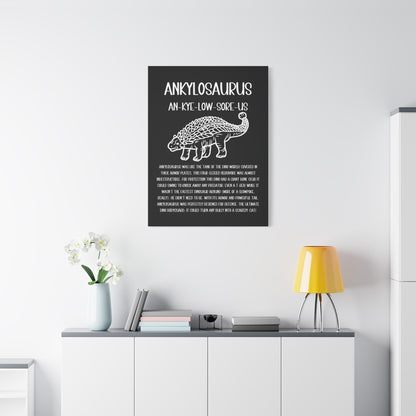 Outlined Ankylosaurus Vertical Matte Canvas Black, Stretched, 1.25" Amazing Gift for the Dino Lover in your life