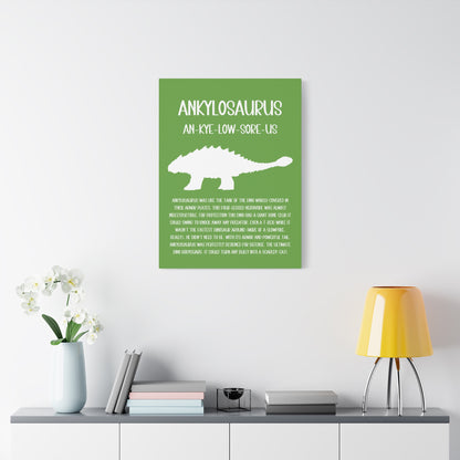 Ankylosaurus Vertical Matte Canvas Green, Stretched, 1.25" Amazing Gift for the Dino Lover in your life