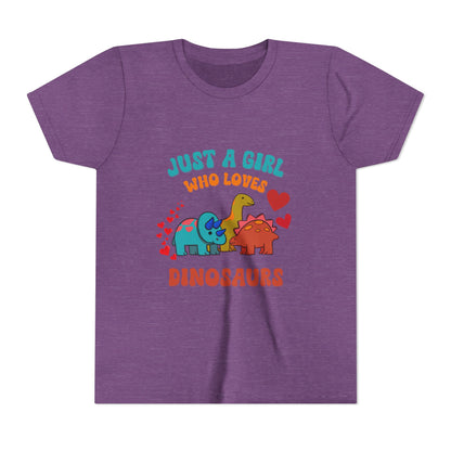 Just a Girl Who Loves Dinosaurs Youth Size T-Shirt Stem Tweens and Teens who Love Dinosaurs Tshirts
