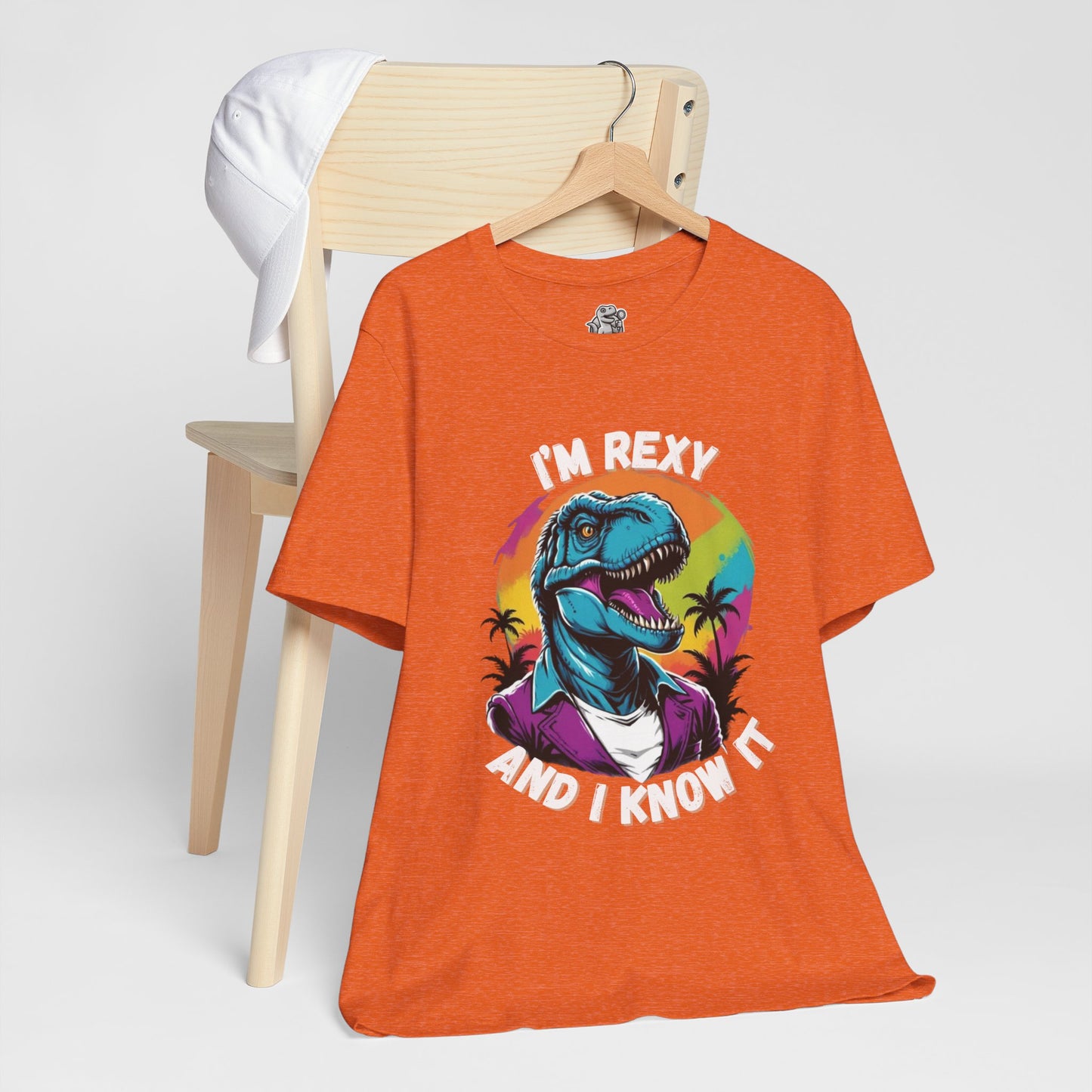 Retro Rex – I’m Rexy and I Know It Unisex T-Shirt with 80s Vibes & Cool T-Rex