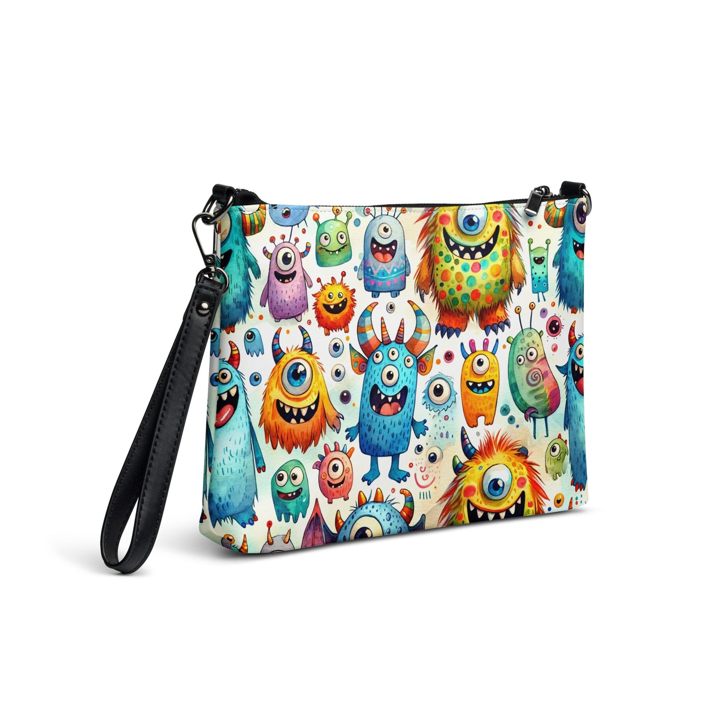 Colorful Monster Convertible Crossbody Bag Very Trendy Beautiful Lots of Convenient Pockets With Zip Closure and Adjustable 27" Strap