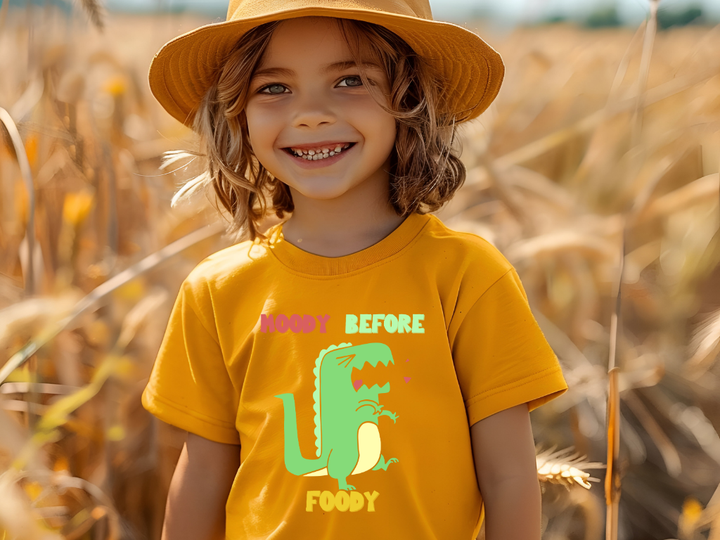 Moody Before Foody Toddler Size T-Shirt Stem children who Love Dinosaurs Tshirts