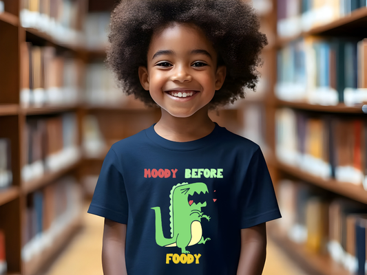 Moody Before Foody Youth Size T-Shirt Stem Tweens and Teens who Love Dinosaurs Tshirts