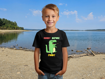 Moody Before Foody Youth Size T-Shirt Stem Tweens and Teens who Love Dinosaurs Tshirts