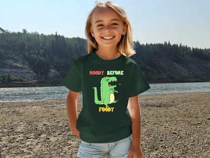 Moody Before Foody Youth Size T-Shirt Stem Tweens and Teens who Love Dinosaurs Tshirts