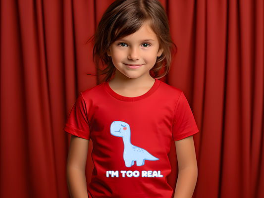 I m Too Real Toddler Size T-Shirt Stem children who Love Dinosaurs Tshirts