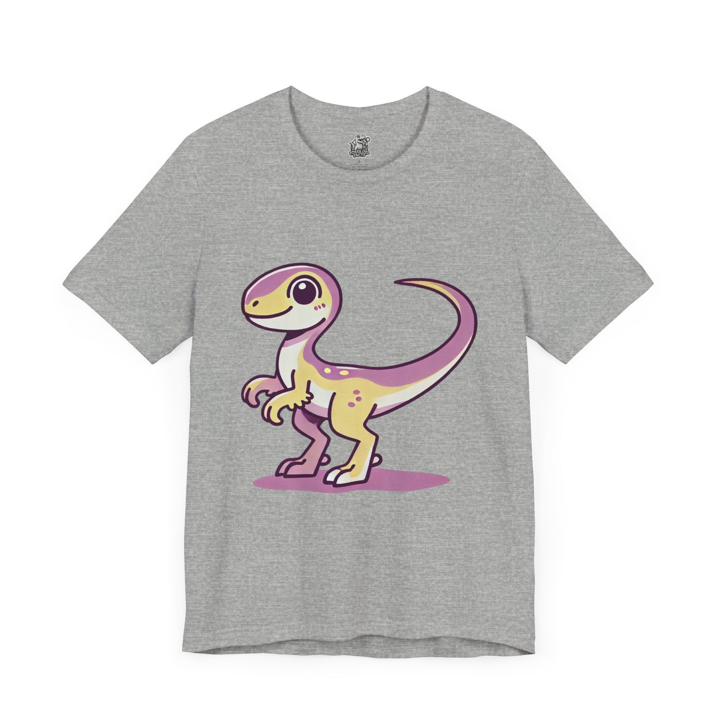 Lavender & Yellow Cartoon Velociraptor - Unisex Jersey Short Sleeve Tee Super Comfy Dino T-Shirt Gift