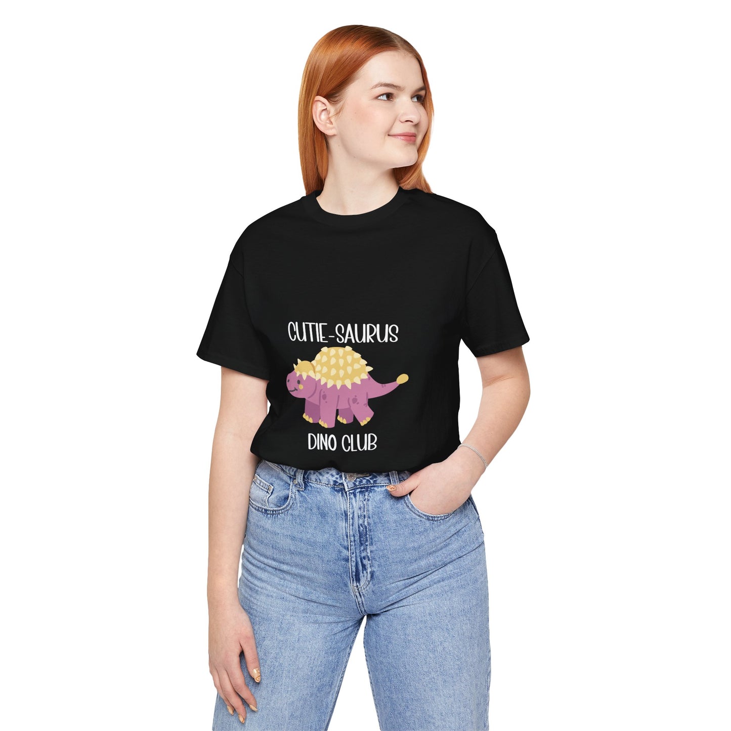 Ankylosaurus Cutie Saurus Dino Club Pink - White Graphic - Unisex Jersey Short Sleeve Tee Super Comfy Dino T-Shirt Gift