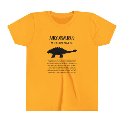 Youth Ankylosaurus T-Shirt with Detailed Black Graphics - Unisex Jersey Short Sleeve Tee Super Comfy Dino T-Shirt Gift