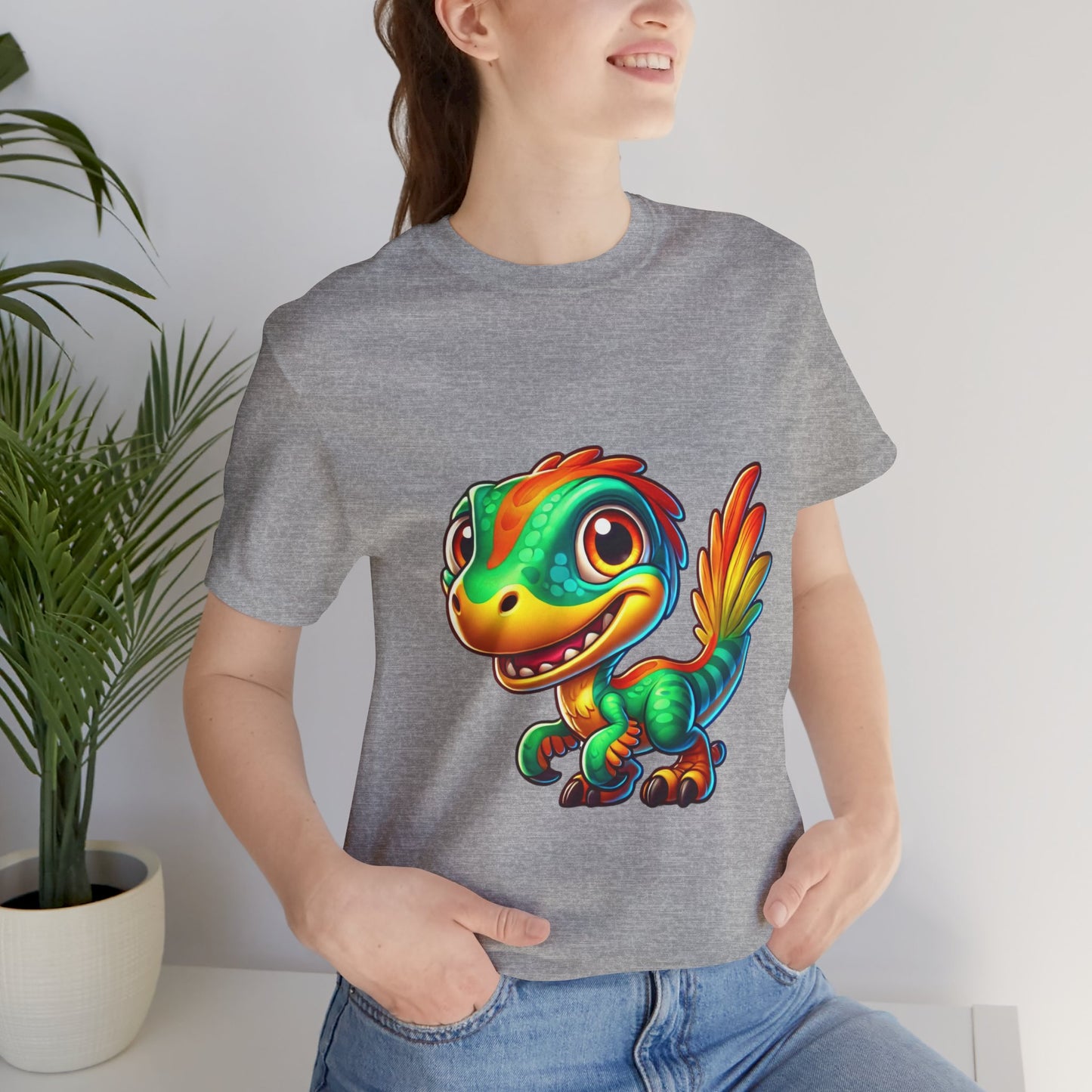 Smiley Velociraptor- Unisex Jersey Short Sleeve Tee Super Comfy Dino T-Shirt Gift