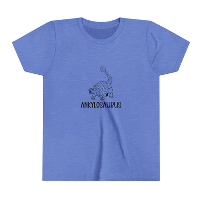 Youth Defensive Ankylosaurus T-Shirt with Black Graphics - Unisex Jersey Short Sleeve Tee Super Comfy Dino T-Shirt Gift