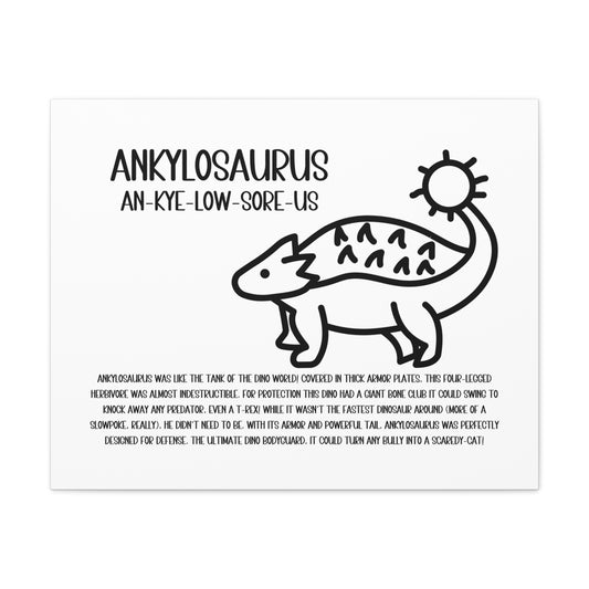 Cute Ankylosaurus Horizontal Matte Canvas White, Stretched, 1.25" Amazing Gift for the Dino Lover in your life